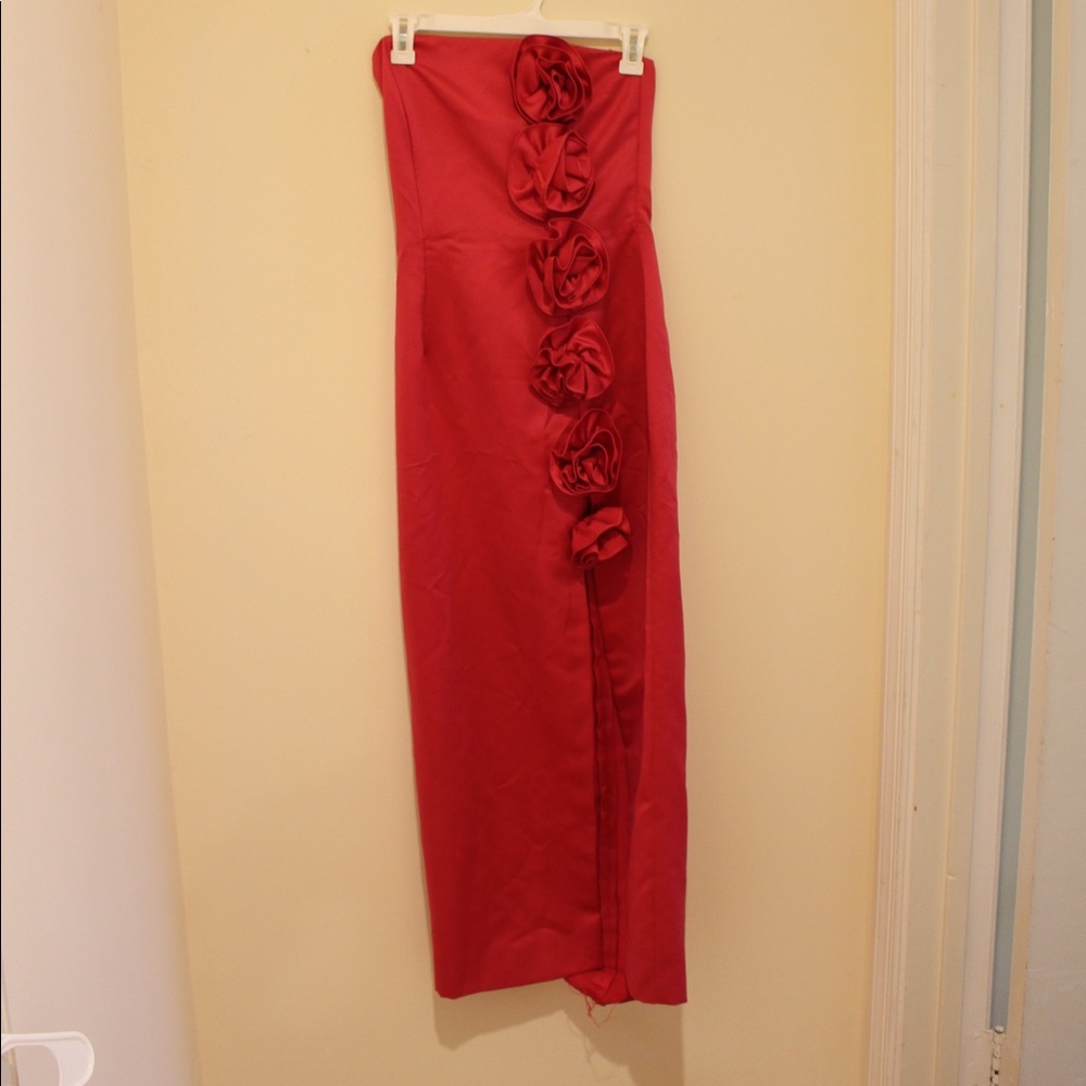 Pink prom dress with roses